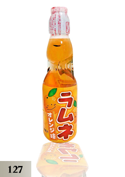 Hatakosen-Orange Ramune အချိုရည် (127) Orange သီးအရသာ  သားသားမီးမီးတို့ အလွန်ကြိုက်သည့်အချိုရည်